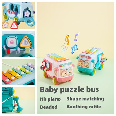 Kids Music Bus Toys Knocking Keyboard Instrument Piano Bus Montessori Educational Musical Toy