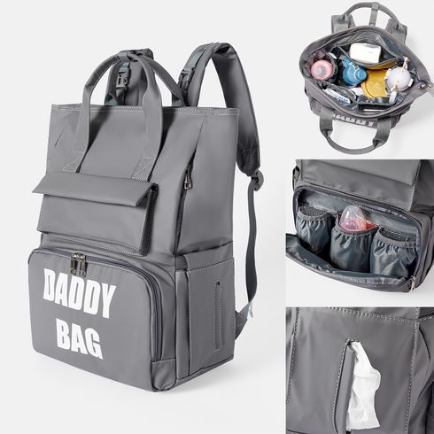 Diaper Bag Backpack Letter Print Stylish Daddy Bag Travel Back Pack Dark Grey big image 16
