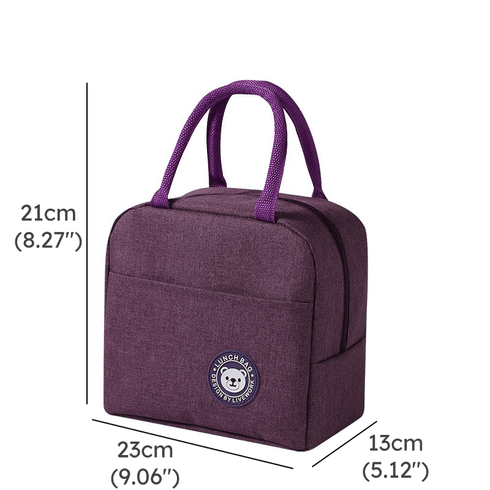 Functional Pattern Waterproof Lunch Box Portable Insulated Canvas Lunch Bag Food Picnic Lunch Bag Kids Women Deep Magenta big image 1