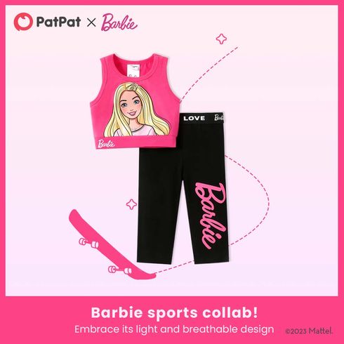 Barbie Toddler/Kid Girl 2pcs Character Print Cotton Sleeveless Tee and Leggings Set