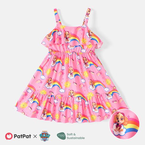 PAW Patrol Toddler Girl Naia™ Character and Rainbow Print Ruffled Slip Dress