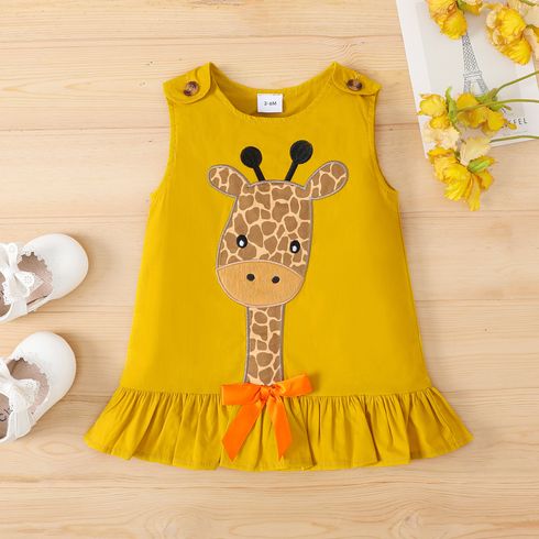 Baby Girl 100% Cotton Giraffe Embroidered Tank Dress 