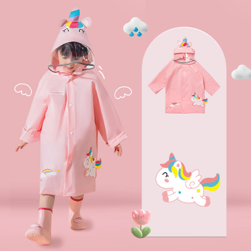 Toddler Girl/Boy Cartoon Unicorn / Dinosaur Graphic Hooded Raincoat