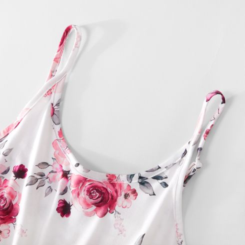 Mommy and Me Floral Print Sling Maxi Dresses White big image 3