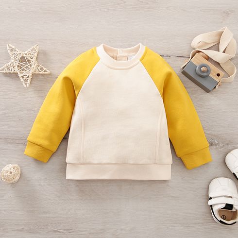 100% Cotton Baby Boy/Girl Colorblock Raglan-sleeve Sweatshirt