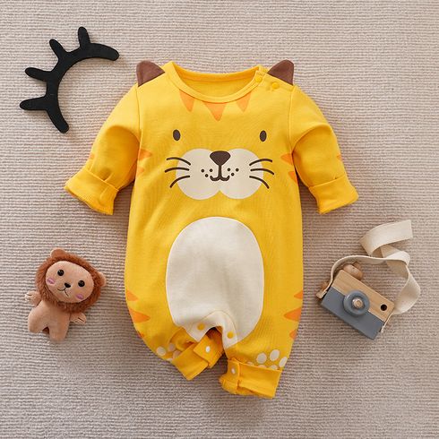 Baby Girl/Boy 100% Cotton Tiger Graphic Long-sleeve Jumpsuit 