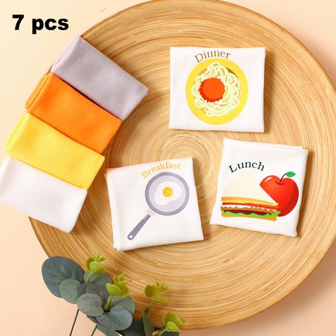 7-pack 100% Cotton Baby Infant Square Towel Washcloths Baby Handkerchief Face Towel Set