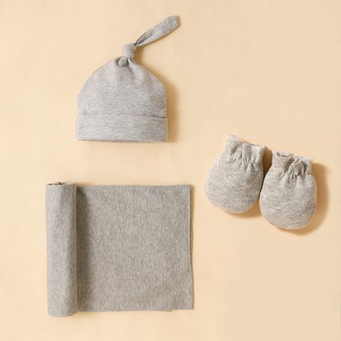 3-pack 100% Cotton Plain Newborn Swaddle Receiving Blanket Baby Sleeping Bag Swaddles Wrap Blanket & Beanie Hat & Gloves