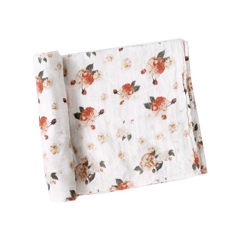100% Cotton Muslin Baby Floral Pattern Swaddling Blanket