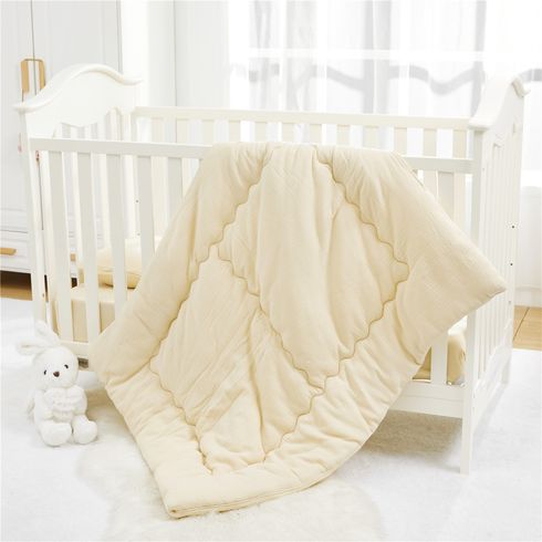 7Pcs 100% Cotton Muslin Baby Gear Set Includes Bib & Quilt & Fitted Sheet & Thick Blanket & Burp Cloths & Pillowcase & Washcloth