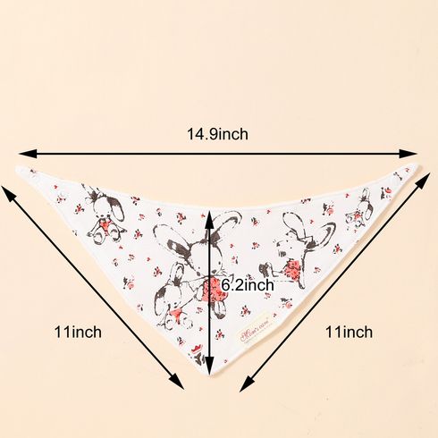 3-pack Baby Triangle Saliva Towel Allover Print Snap Button Adjustable Cotton Bibs for Baby Girl Color-A big image 2