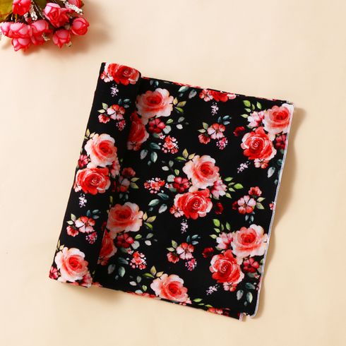 100% Cotton Baby Floral Print Zip Up Wearable Blankets Black big image 3