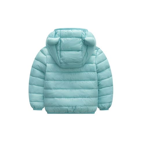 Baby / Toddler Stylish 3D Ear Print Solid Hooded Coat Turquoise big image 2