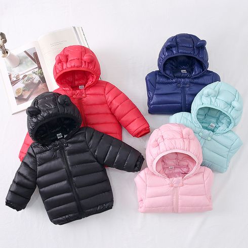 Baby / Toddler Stylish 3D Ear Print Solid Hooded Coat Turquoise big image 6