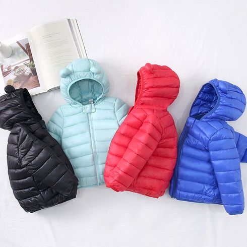 Baby / Toddler Stylish 3D Ear Print Solid Hooded Coat Turquoise big image 7