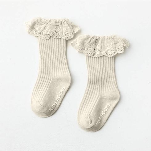 Baby / Toddler Lace Ruffled Antiskid Middle Socks White big image 4