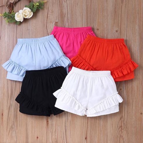 Toddler Girl Ruffled Elasticized Solid Shorts