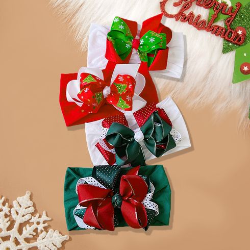 Baby / Toddler / Kid Christmas Thread Ribbon Stitching Bow Headband