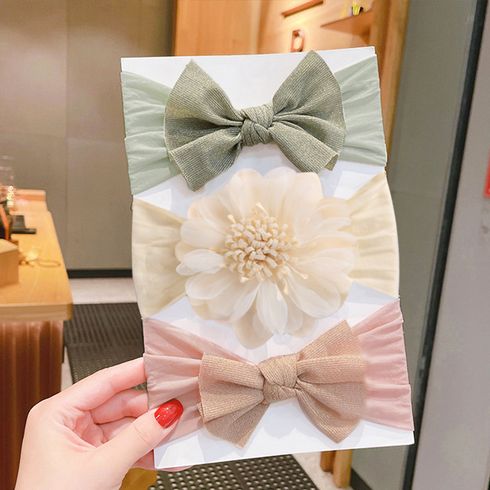 3-pack Net Yarn Big Flower and Bow Wide Headband Hair Accessories for Girls