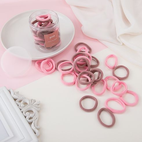 Canned Solid Elastic Hair Ties for Girls (About 40-pack) Pink big image 9