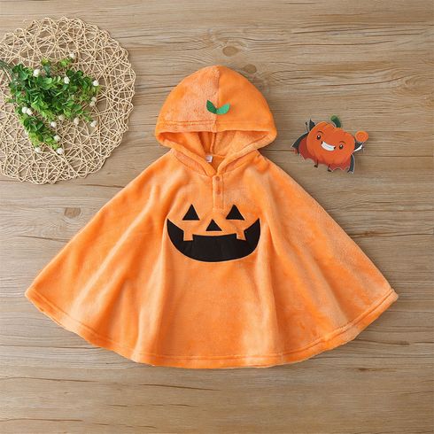 Halloween Pumpkin Applique Hooded Orange Baby Cloak Coat