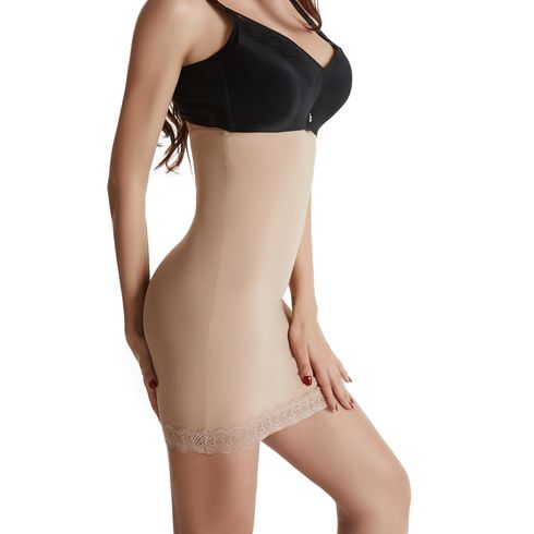 Saia modeladora de controle de barriga de cintura alta feminina emagrecedora roupa interior meio deslizamento vestido modelador