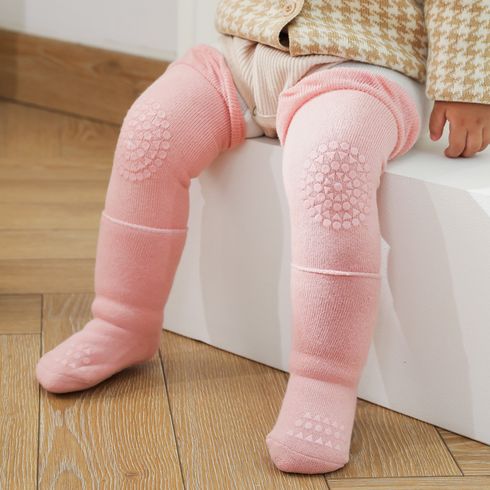 2-pack Baby / Toddler Pure Color Thick Terry Socks and Knee Pad Set for Crawling