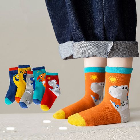 5-pairs Toddler Cartoon Dinosaur Print Socks Set