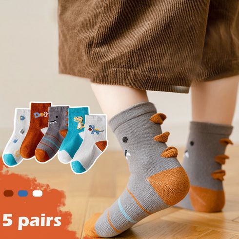 5 pairs Toddler Cute Cartoon Dinosaur Socks Set
