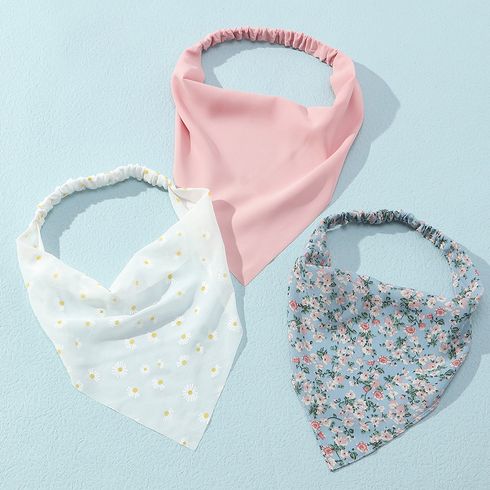 3-pack Floral Print Headband and Solid Headband for Girls