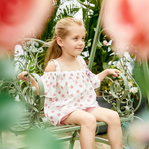 2-piece Toddler Girls Fruit Print Bow Top and Shorts Set Pink big image 3