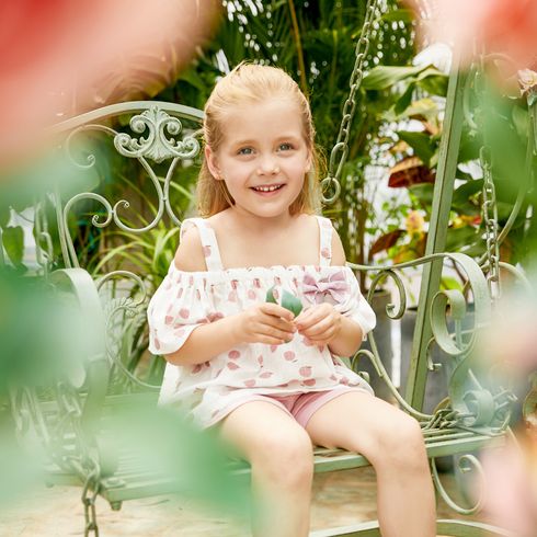 2-piece Toddler Girls Fruit Print Bow Top and Shorts Set Pink big image 5