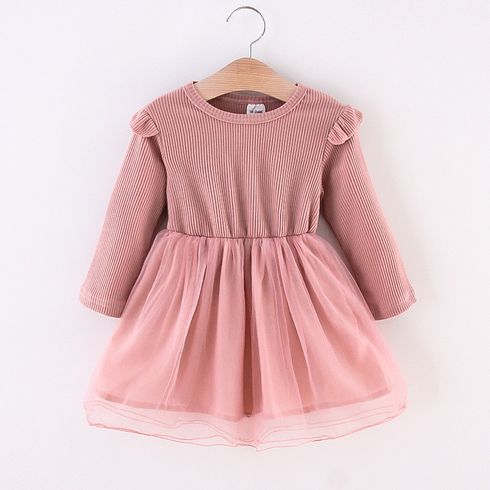 Baby / Toddler Girl Ruffled Mesh Splice Dress