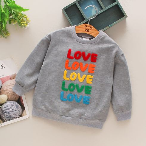 Toddler Girl/Boy 100% Cotton Letter Embroidered Casual Pullover Sweatshirt