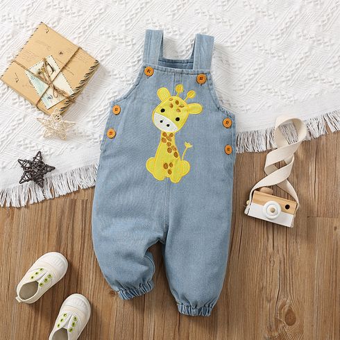 Baby Boy/Girl 95% Cotton Cartoon Giraffe Embroidered Denim Overalls
