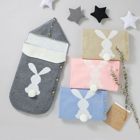 Baby / Toddler / Kid Cartoon Rabbit Knit Soft Warm Fleece Blanket Swaddle Sleeping Bag Stroller Unisex Wrap