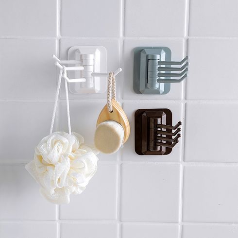 Rotatable Sticky Wall Storage Rack with 4 Hooks