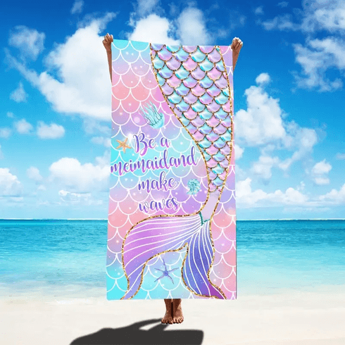 Large Mermaid Beach Towel Microfiber Mermaid Tail Bath Towel Quick Dry Absorbent Women Travel Towels
