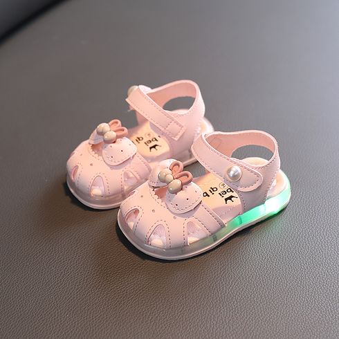 Toddler Soft Sole Non-slip Bow Decor Luminuous Sandals Pink big image 2