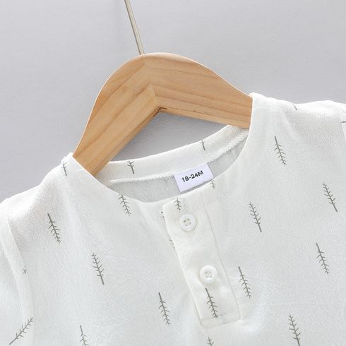 2pcs Baby Boy 100% Cotton Allover Tree Print Short-sleeve Tee & Shorts Set Grey big image 3