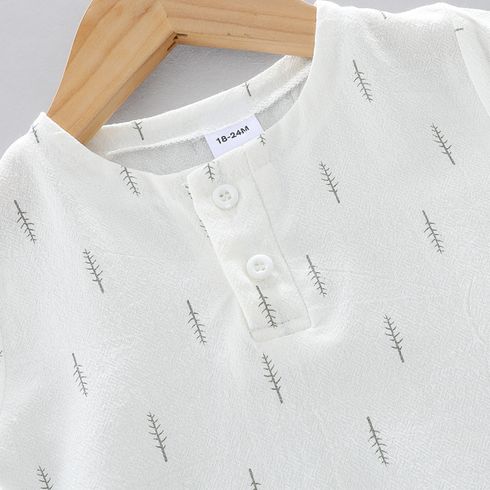 2pcs Baby Boy 100% Cotton Allover Tree Print Short-sleeve Tee & Shorts Set Grey big image 5