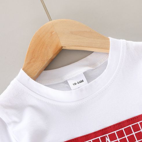 2pcs Toddler Boy Preppy Style Red Stars Print Cotton Tee and Shorts Set Red big image 5