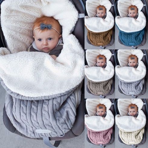 nouveau-né bébé wrap swaddle couverture tricot épais chaud bébé bruant sac swaddle sac de couchage sac pour poussette et siège de voiture