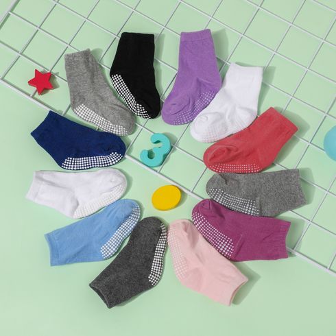 6 Pairs Baby / Toddler Solid Non-slip Grip Socks