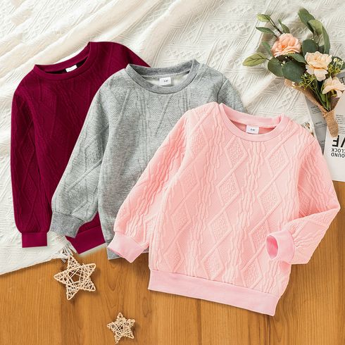 Toddler Girl Textured Solid Pullover Sweatshirt