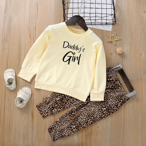 2 Stück Kleinkinder Mädchen Basics Leopardenmuster Sweatshirt-Sets