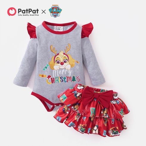 PAW Patrol 2-piece Little Girl Christmas Skye Bodysuit and Allover Tutu Set