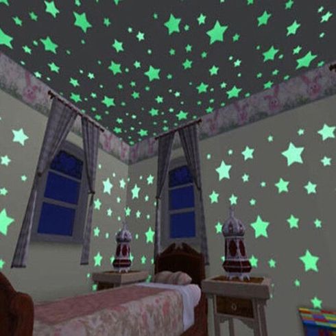 100pcs/200pcs Star Fluorescent Glow In the dark Wall Stickers for Kids Room living room Decal