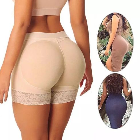 Women Butt Lifter Padded Lace Panties Body Shaper Tummy Hip Enhancer Shaper Panties Underwear Beige big image 1