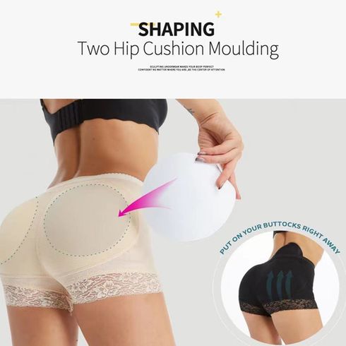 Women Butt Lifter Padded Lace Panties Body Shaper Tummy Hip Enhancer Shaper Panties Underwear Beige big image 3